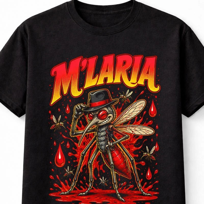 M'Laria Funny M'Lady Fedora Mosquito Blood Insect Pun Graphic Unisex T-Shirt