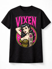 Vixen Rockabilly Pin Up Tattoo Leopard Print Graphic Unisex T-Shirt
