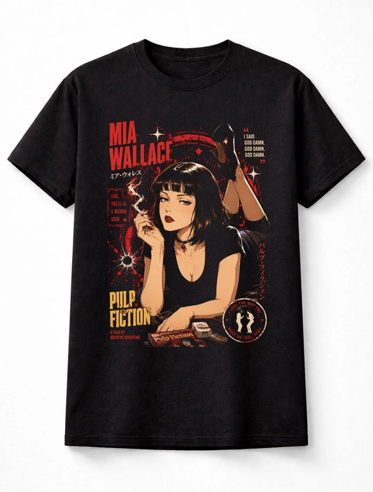 Anime Mia Wallace Pulp Fiction Cult Movie Graphic Unisex T-Shirt