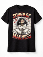 Sound Of Madness Skull Headphones Horror Music Graphic Unisex T-Shirt