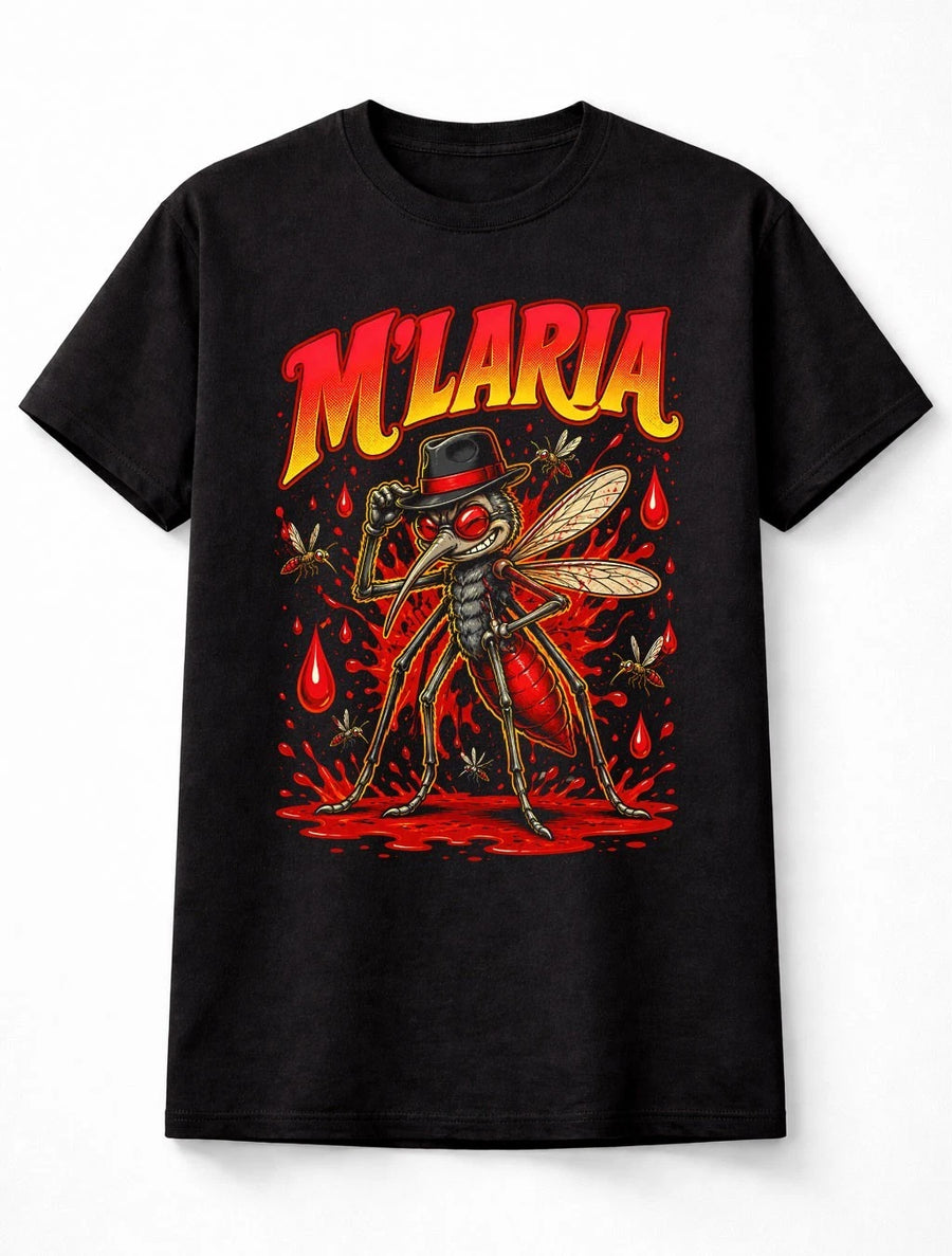M'Laria Funny M'Lady Fedora Mosquito Blood Insect Pun Graphic Unisex T-Shirt