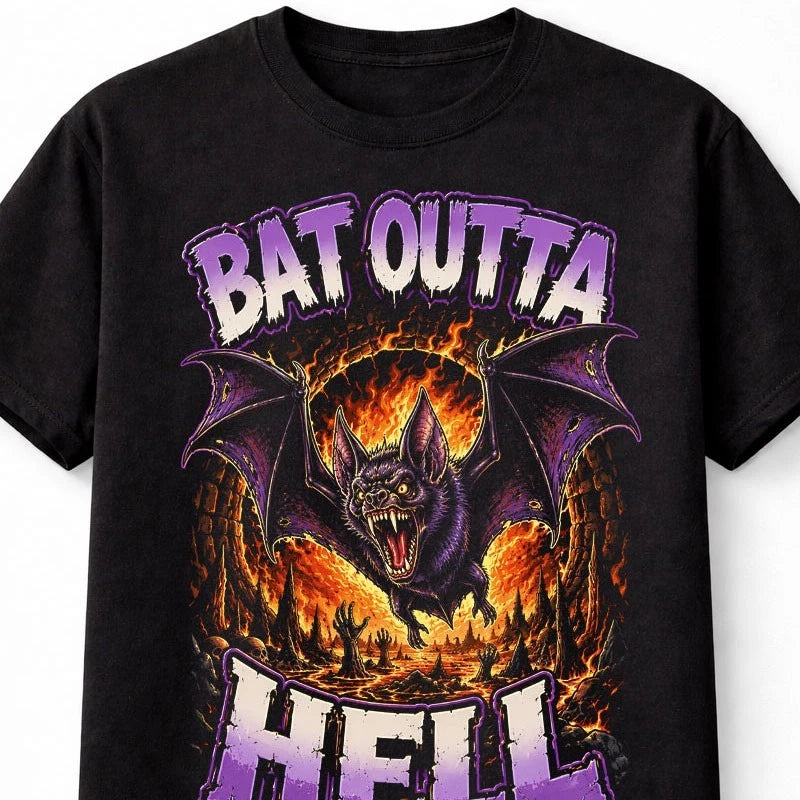 Bat Outta Hell Gothic Horror Bat Graphic Halloween Unisex T-Shirt