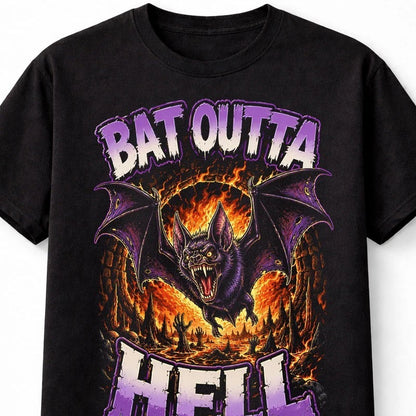 Bat Outta Hell Gothic Horror Bat Graphic Halloween Unisex T-Shirt