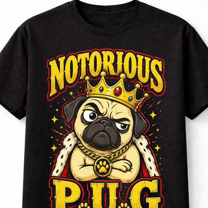 Notorious Pug Funny Pug Dog Crown Graphic Pet Lover Gift Unisex T-Shirt