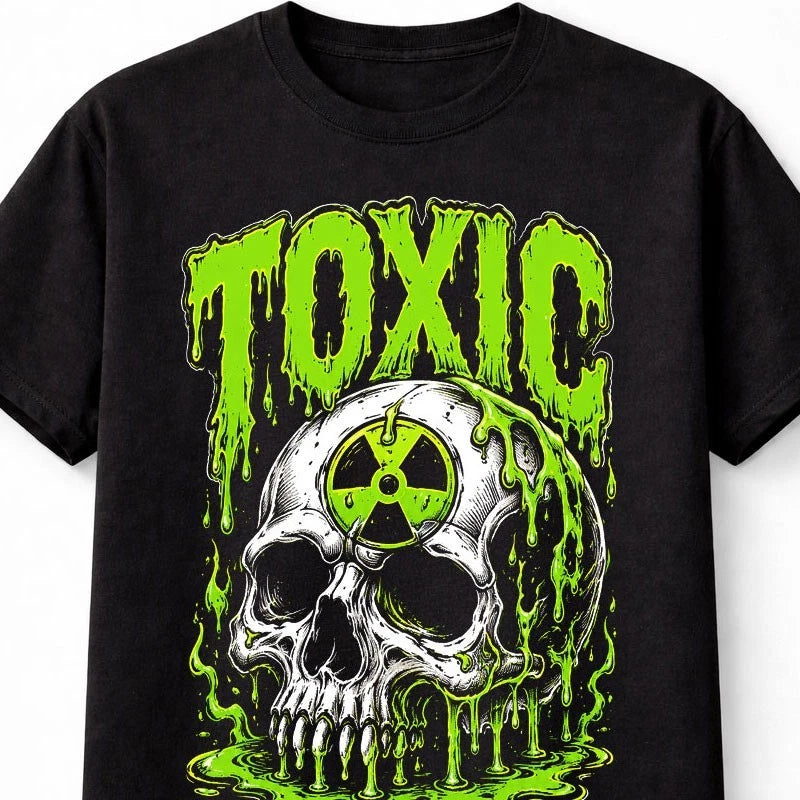 Toxic Radioactive Skull Horror Graphic Halloween Gothic Unisex T-Shirt