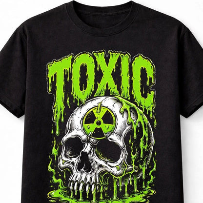 Toxic Radioactive Skull Horror Graphic Halloween Gothic Unisex T-Shirt