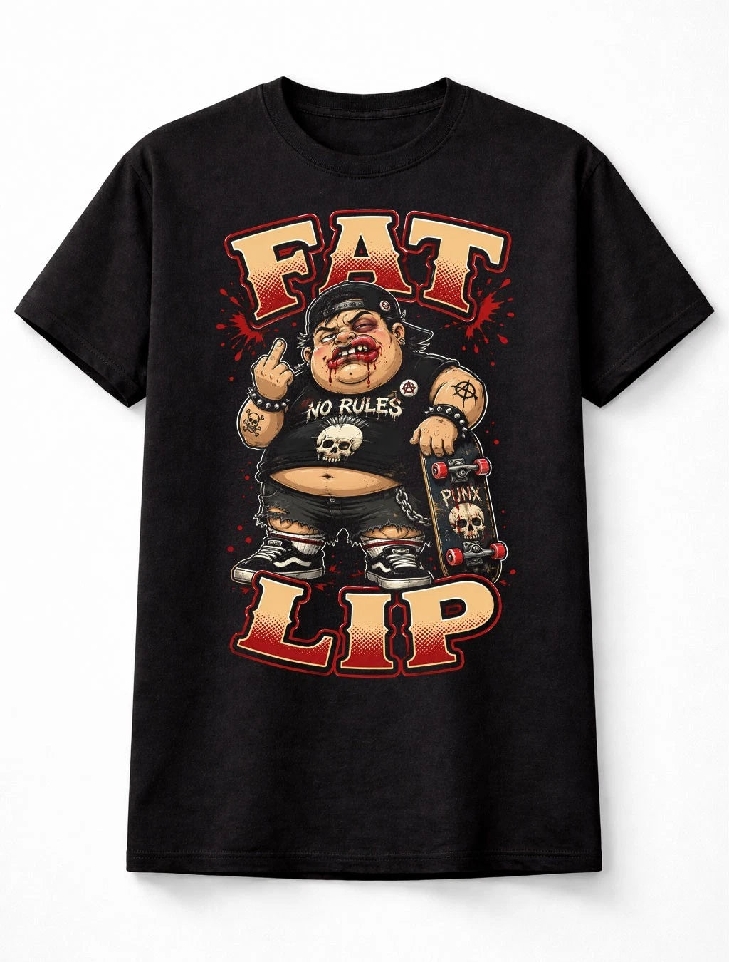 Fat Lip Punk Rock Skateboard Graphic Funny Unisex T-Shirt