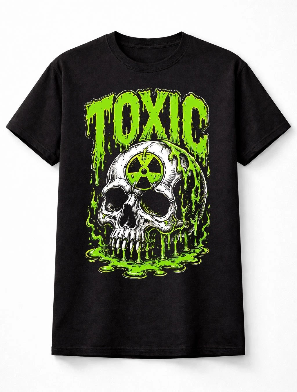 Toxic Radioactive Skull Horror Graphic Halloween Gothic Unisex T-Shirt