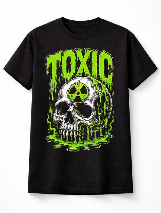 Toxic Radioactive Skull Horror Graphic Halloween Gothic Unisex T-Shirt