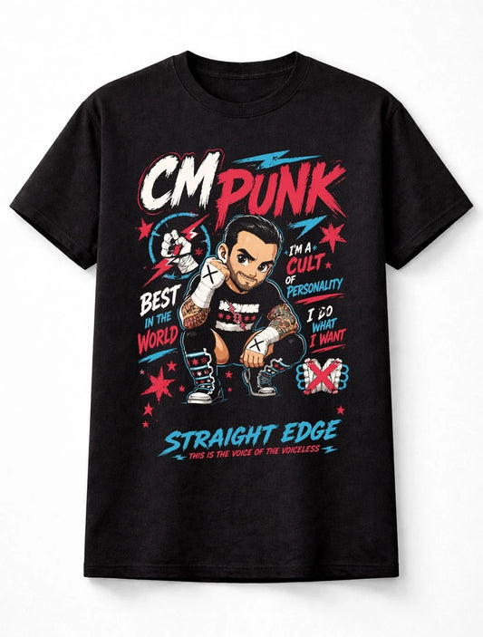 CM Punk Wrestling Straight Edge Cult of Personality Graphic Unisex T-Shirt