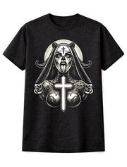 Demonic Nun Cross Horror Graphic T-Shirt Gothic Dark Unisex T-Shirt