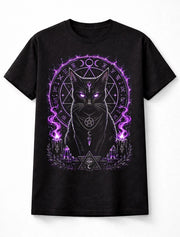 Black Cat Witchcraft Occult Pagan Moon Gothic Black Unisex T-Shirt