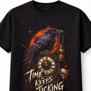 Time Keeps Ticking Raven Clock Gothic Dark Fantasy Graphic Unisex T-Shirt