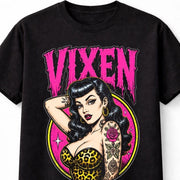 Vixen Rockabilly Pin Up Tattoo Leopard Print Graphic Unisex T-Shirt