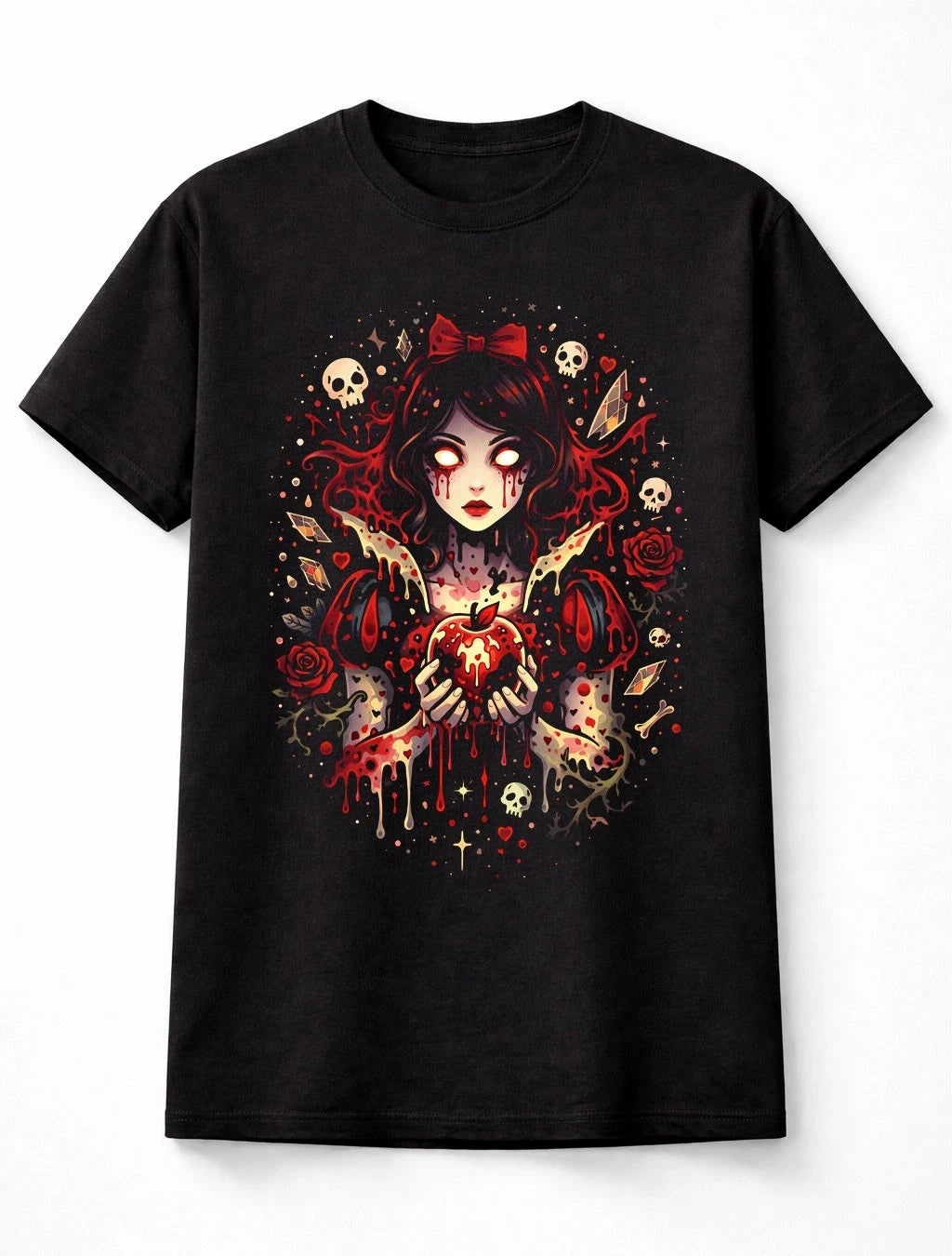 Snow White Dark Apple Gothic Princess Horror Fairy Tale Graphic Unisex T Shirt