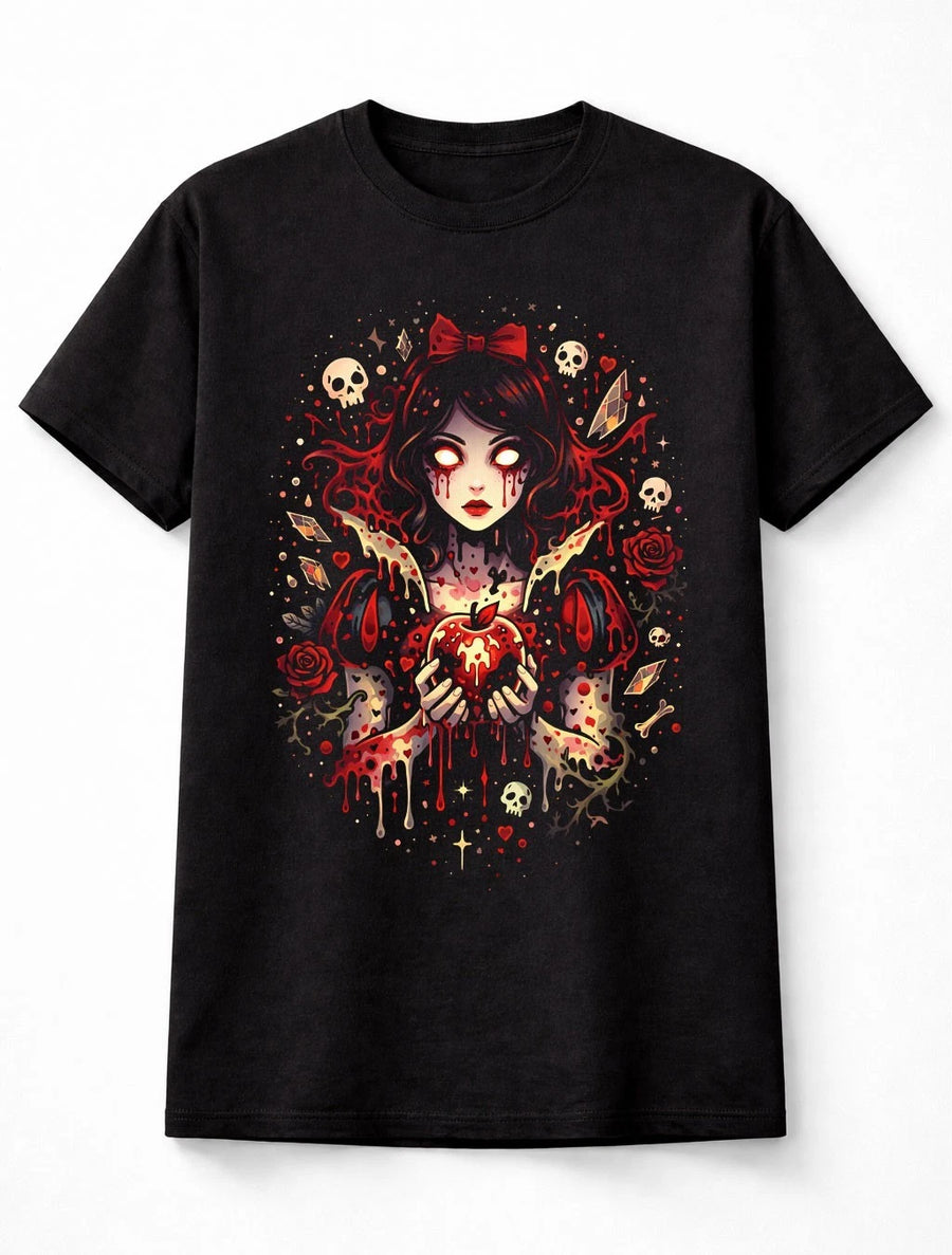 Snow White Dark Apple Gothic Princess Horror Fairy Tale Graphic Unisex T Shirt