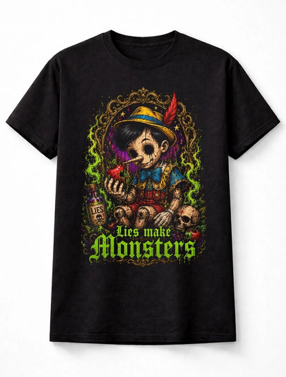 Puppet Pinocchio Lies Make Monsters Gothic Horror Fantasy Unisex T-Shirt