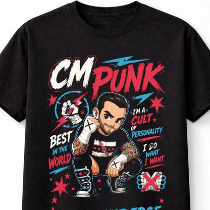 CM Punk Wrestling Straight Edge Cult of Personality Graphic Unisex T-Shirt