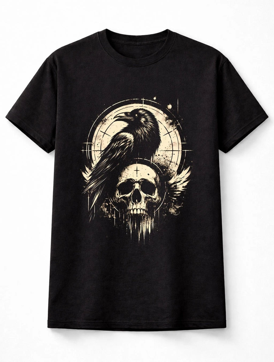 Raven Skull Crow Horror Macabre Occult Death Unisex T-Shirt
