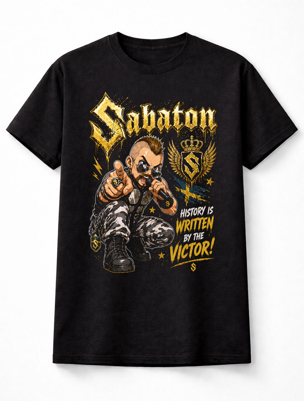 Sabaton History Is Written By The Victor Graphic T-Shirt Power Metal Band Fan Tee War History Music Shirt Adult & Kids Unisex T-Shirt