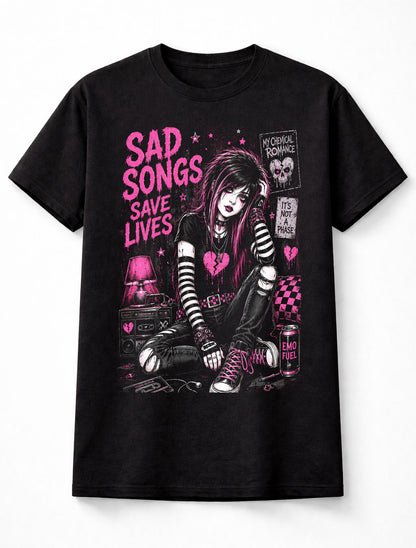 Sad Songs Save Lives Emo Goth Alternative Music Unisex T-Shirt