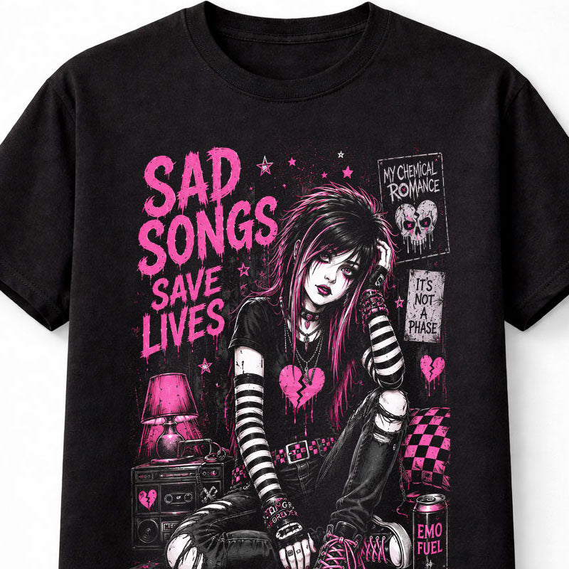 Sad Songs Save Lives Emo Goth Alternative Music Unisex T-Shirt