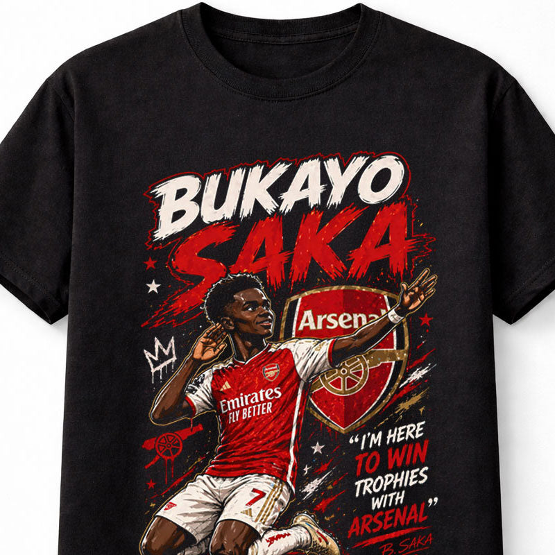 Bukayo Saka 7 Arsenal Style Soccer Football Fan Graphic Tee Unisex Adults & Kids T-Shirt