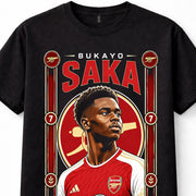 Bukayo Saka Arsenal FC Number 7 England Football Gunners Black Unisex T-Shirt