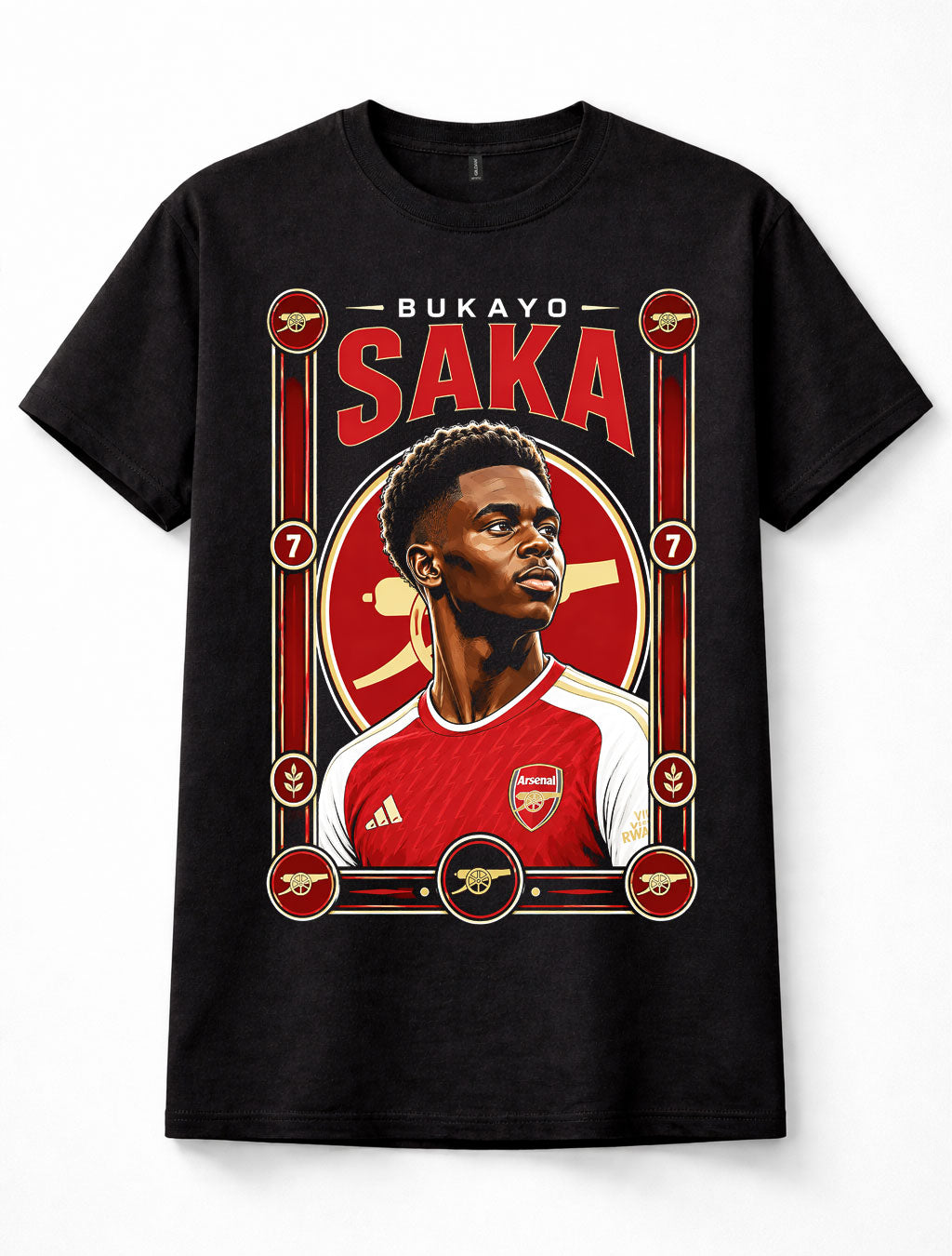 Bukayo Saka Arsenal FC Number 7 England Football Gunners Black Unisex T-Shirt