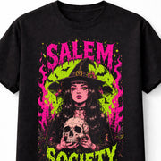 Salem Society Gothic Witch Skull Halloween Horror Unisex T-Shirt