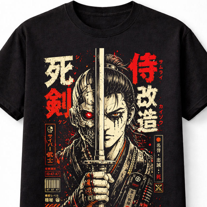Cyber Samurai Anime Warrior Japanese Manga Graphic Unisex T-Shirt