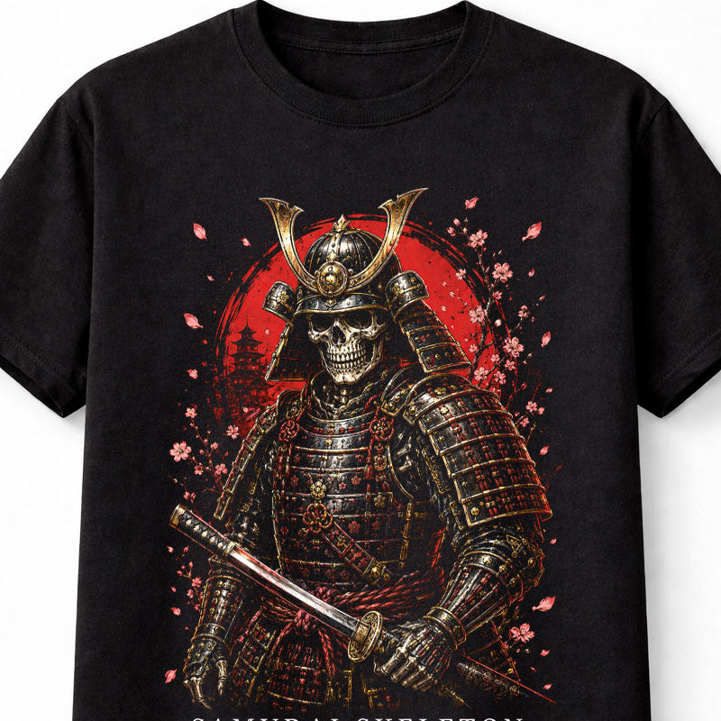 Samurai Skeleton Warrior Japanese Skull Katana Gothic Unisex T-Shirt