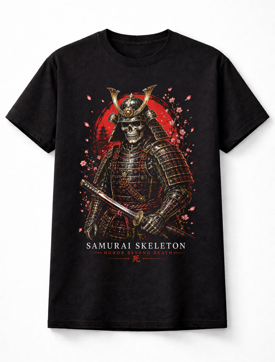 Samurai Skeleton Warrior Japanese Skull Katana Gothic Unisex T-Shirt
