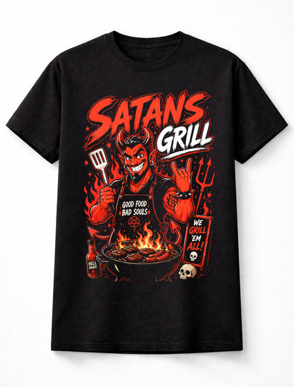 Satans Grill Devil BBQ Horror Funny Graphic Unisex T-Shirt