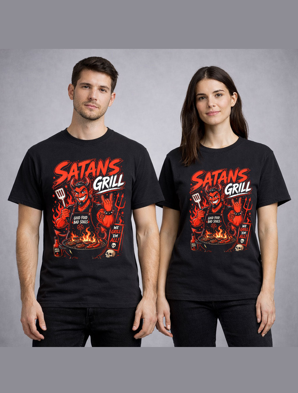 Satans Grill Devil BBQ Horror Funny Graphic Unisex T-Shirt