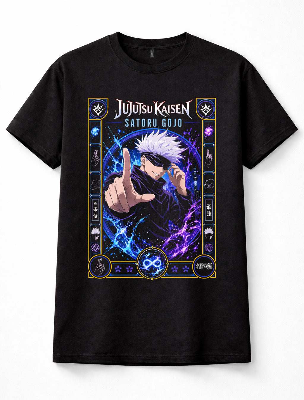 Jujutsu Kaisen Satoru Gojo Infinity Six Eyes Anime Manga Black Unisex T-Shirt