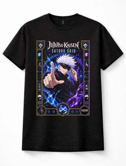 Jujutsu Kaisen Satoru Gojo Infinity Six Eyes Anime Manga Black Unisex T-Shirt
