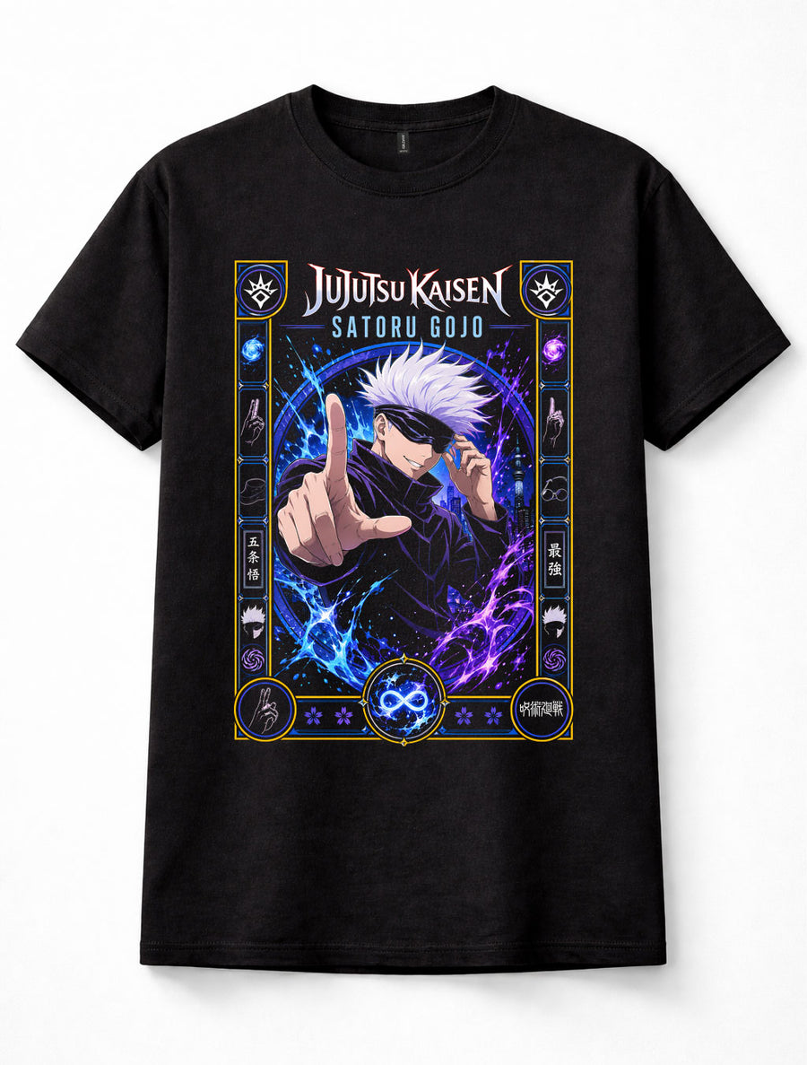 Jujutsu Kaisen Satoru Gojo Infinity Six Eyes Anime Manga Black Unisex T-Shirt