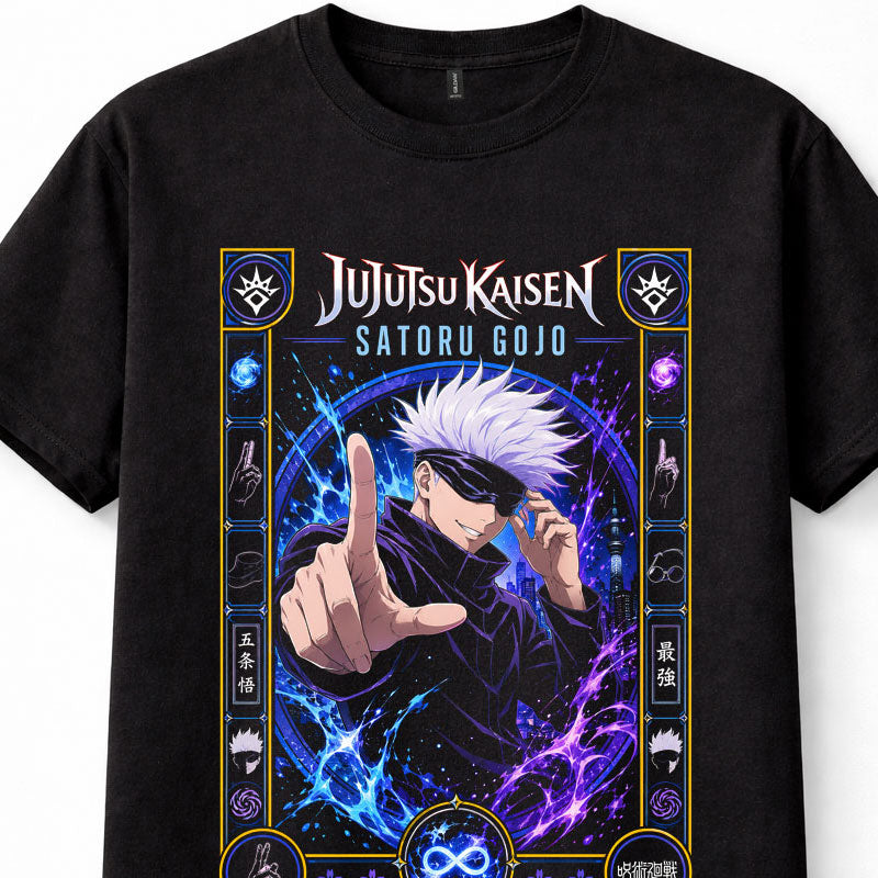 Jujutsu Kaisen Satoru Gojo Infinity Six Eyes Anime Manga Black Unisex T-Shirt
