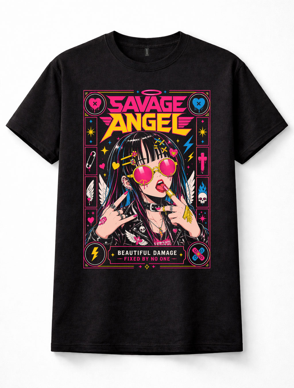 Savage Angel Anime Girl Gothic Punk Emo Y2K Alternative Unisex T-Shirt