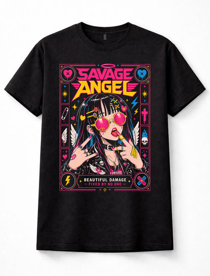 Savage Angel Anime Girl Gothic Punk Emo Y2K Alternative Unisex T-Shirt