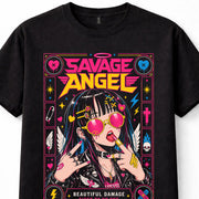 Savage Angel Anime Girl Gothic Punk Emo Y2K Alternative Unisex T-Shirt