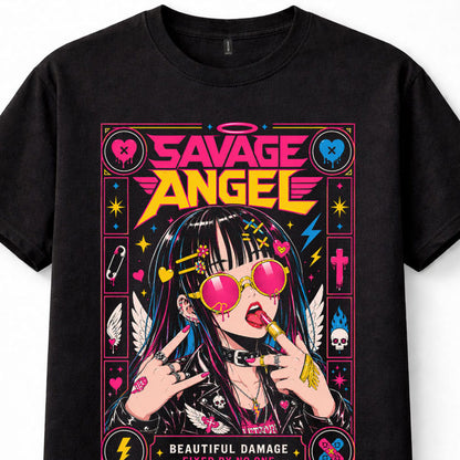 Savage Angel Anime Girl Gothic Punk Emo Y2K Alternative Unisex T-Shirt