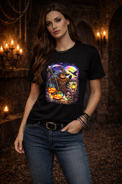 Haunted Scarecrow Halloween Art Psychedelic Trippy Gothic Unisex T-Shirt