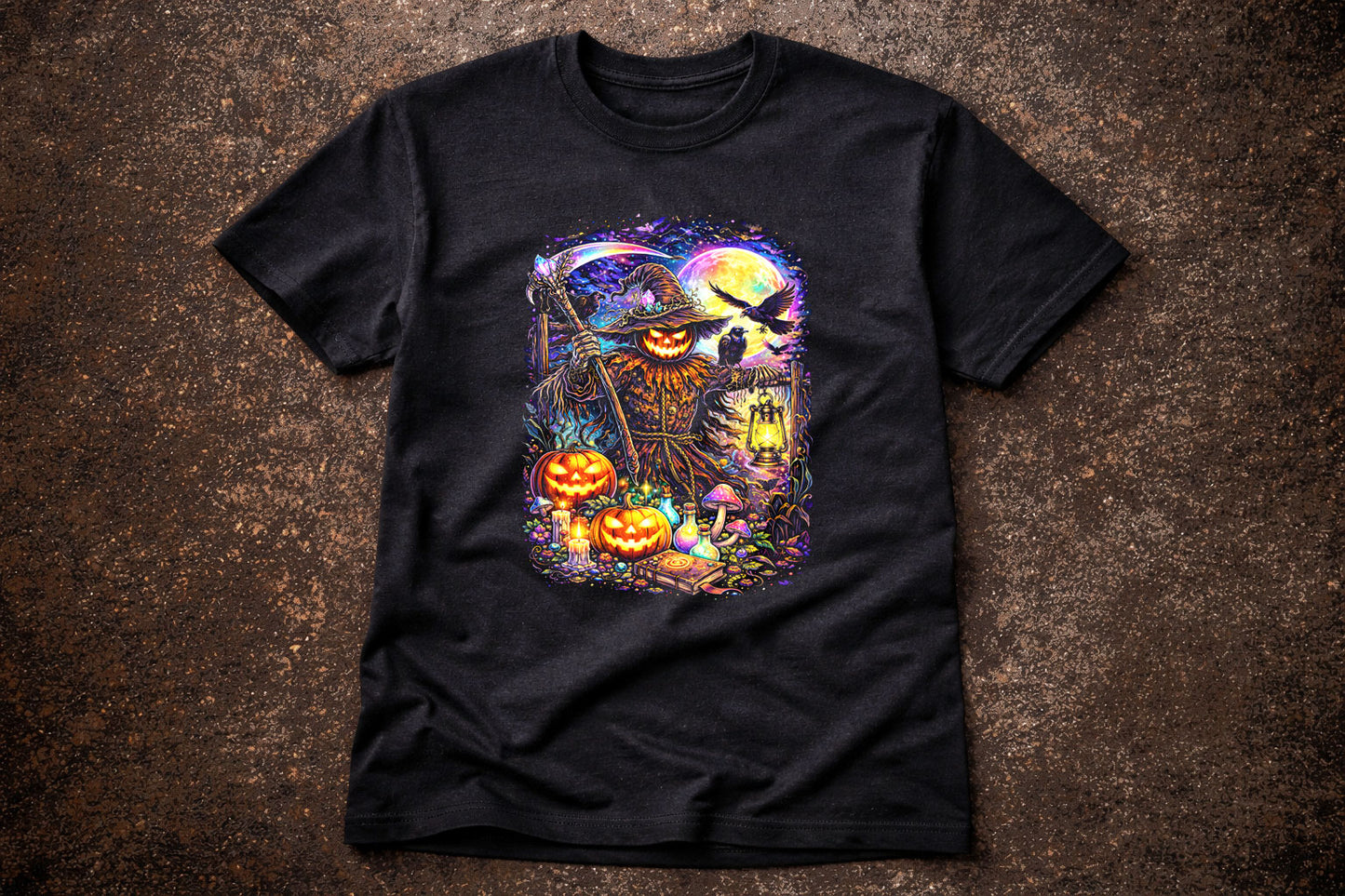Haunted Scarecrow Halloween Art Psychedelic Trippy Gothic Unisex T-Shirt