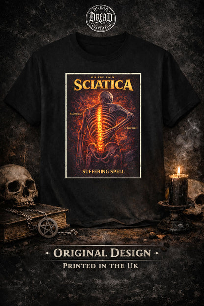 Sciatica Skeleton T Shirt Dark Humour Pain Unisex Gothic Horror Tee