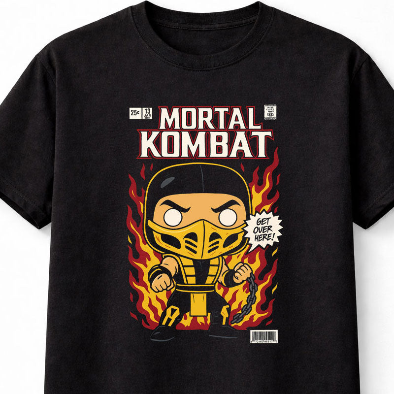 Scorpion Mortal Kombat T-Shirt Gaming Ninja Unisex Black Graphic Tee