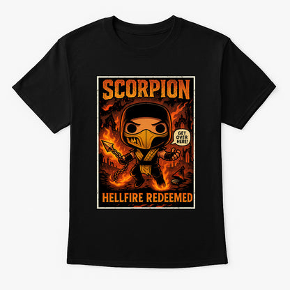 Mortal Kombat Scorpion “Get Over Here!” Unisex T-Shirt – Hellfire Ninja Fighting Game Tee
