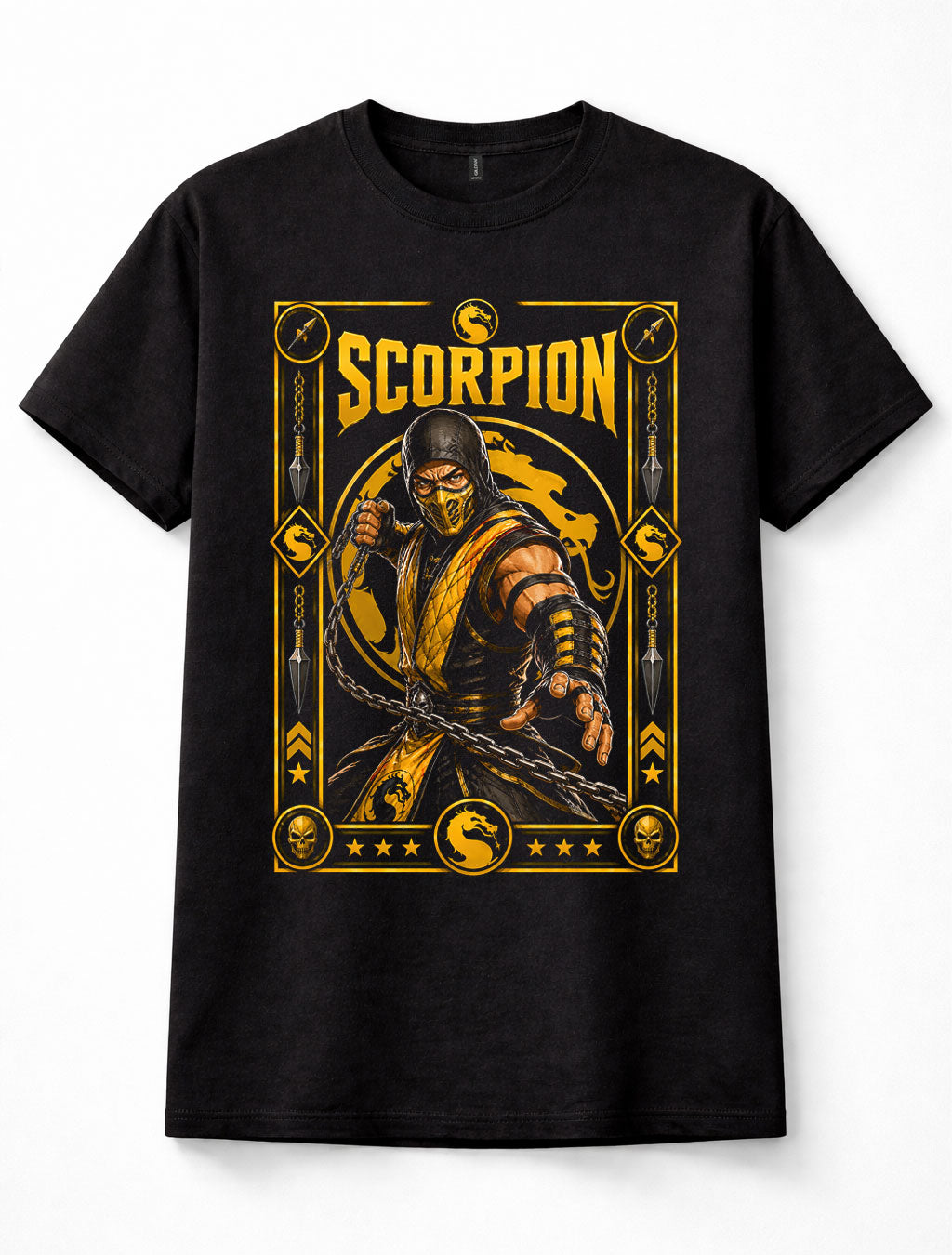 Mortal Kombat Scorpion Yellow Ninja Fighting Game Retro Black Unisex T-Shirt