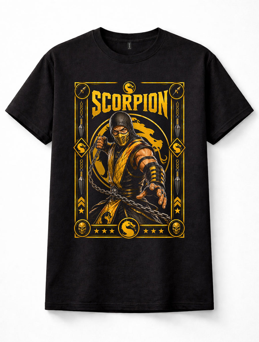 Mortal Kombat Scorpion Yellow Ninja Fighting Game Retro Black Unisex T-Shirt